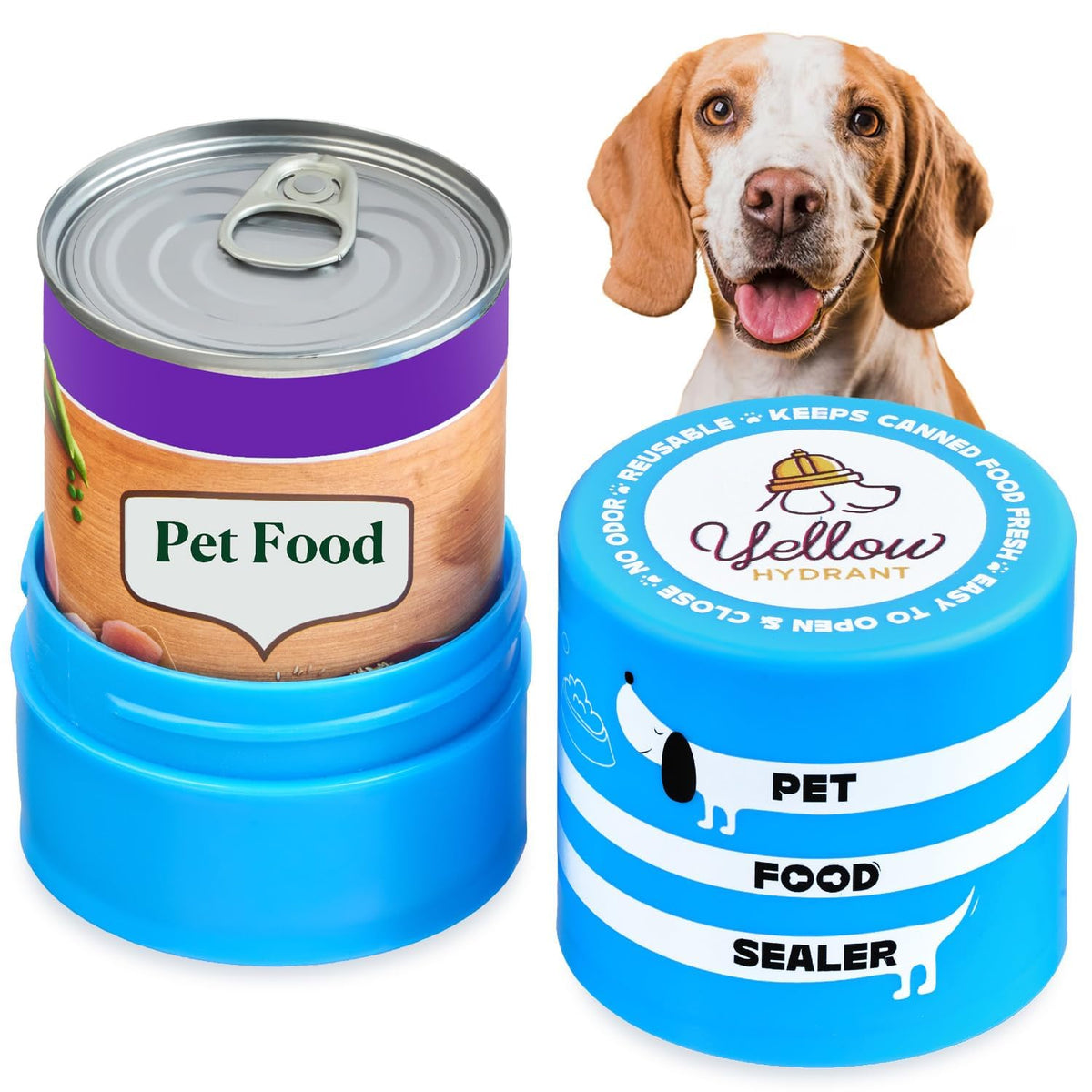 The Original Canned Dog Food Storage Container Patent Pending Reusable Airtight Can Cover Pet Food Sealer - Keeps Dog Food Can Fresh in the Fridge, Eliminates Odor, Easy to Use
