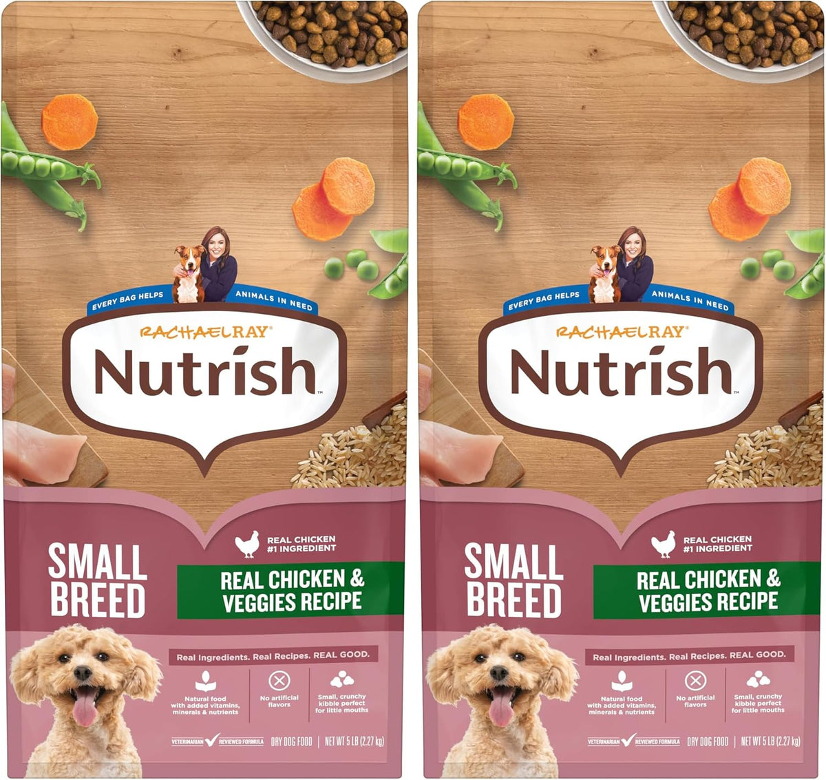 Nutrish Rachael Ray Dry Dog Food Small Breed Real Chicken & Veggies Recipe, 5 lb. Bag (Pack of 2)