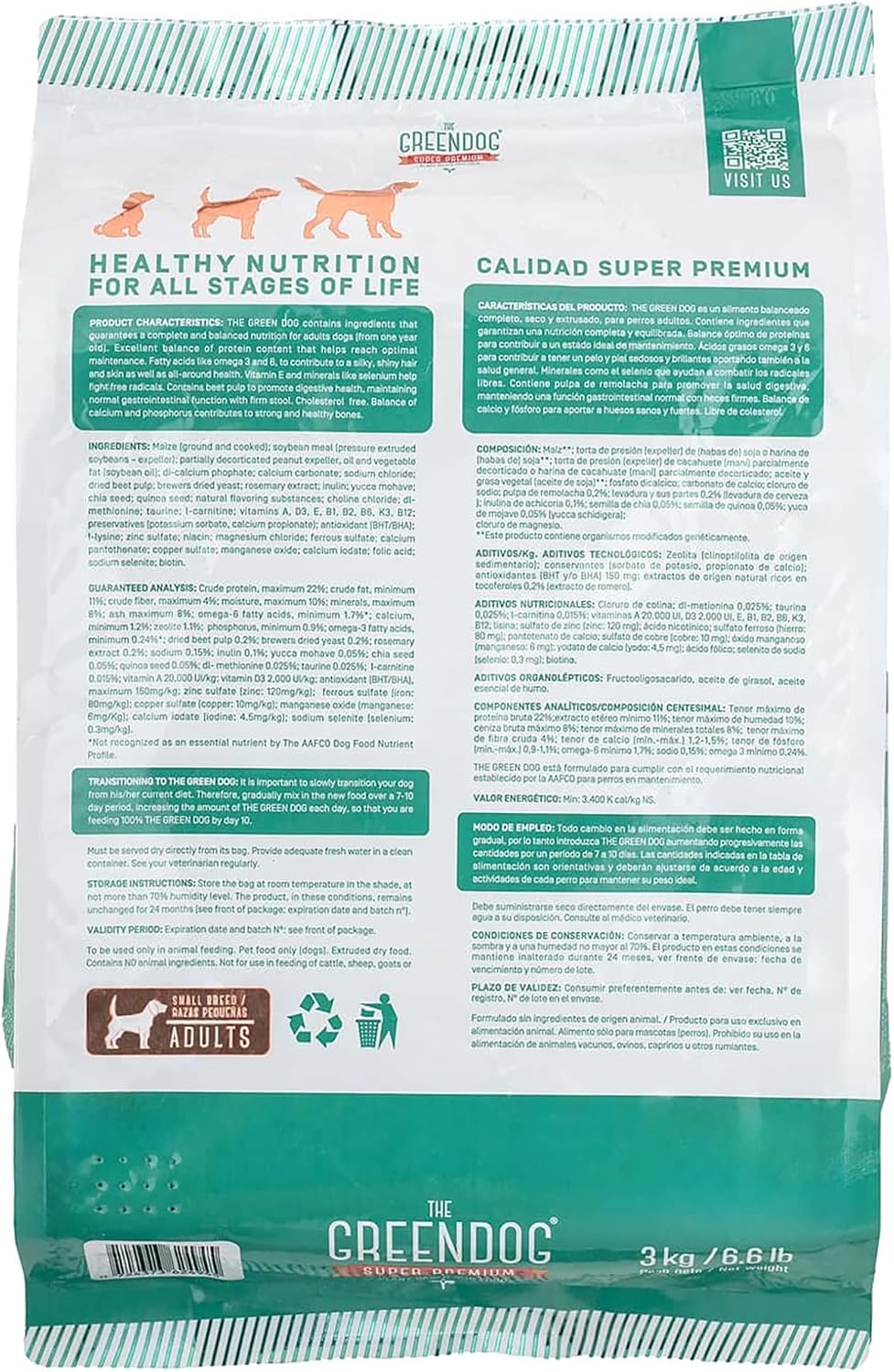 Super Premium - Adult Small Bite - 6.6 Lb Bag Dog Food - Plant Based Protein, Vegan Dry Pet Kibble, Gluten Free, Complete Nutrition
